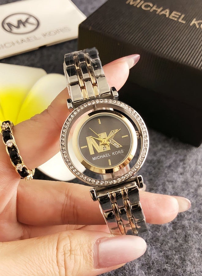 ام كي مايكل كورس كلاسيكي للرجال والنساء الموضة متعددة الوظائف سبيكة جولة الكوارتز ساعة الفولاذ المقاوم للصدأ حزام 32 مم - Image 2