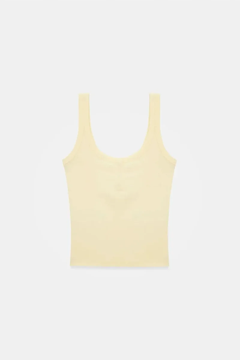 DILVIN Ribbed Crop Cami Blouse