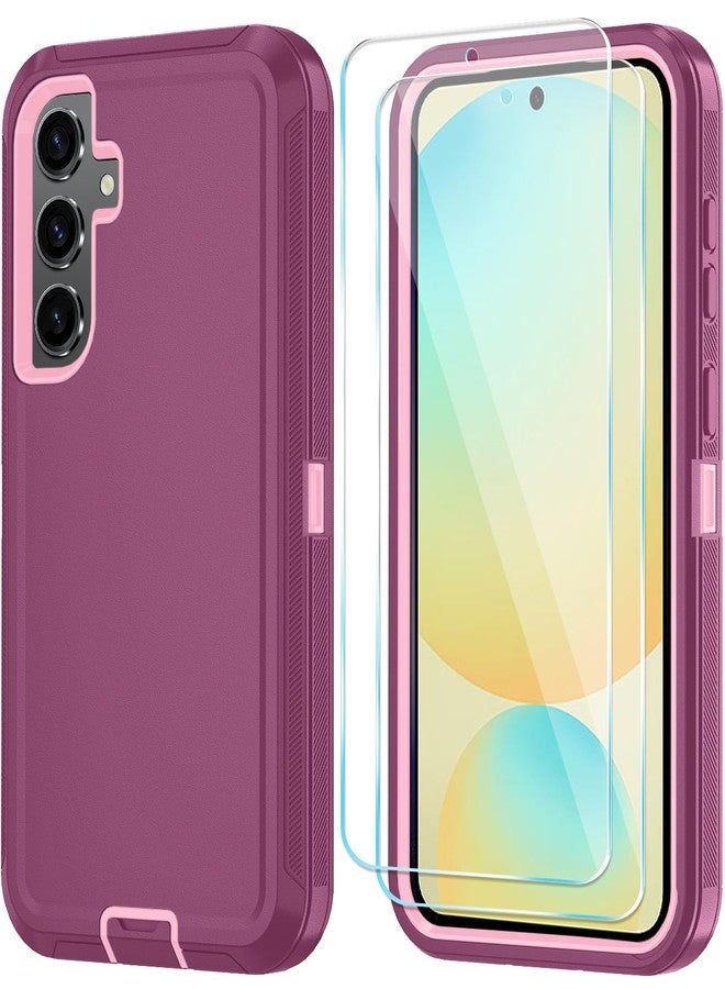 ONOLA Phone Case for Samsung Galaxy S24 FE Case with HD Screen Protector, Heavy Duty Shockproof & Dropproof 3-Layer Cover Phone Case for Galaxy S24 FE (WineRed Pink) - Image 1
