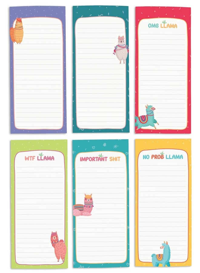 Inkdotpot Pack of 6 Funny Magnetic Dry Erase List For Fridge, Wipe Clean w/NoStain, Quick Notes Shopping & Grocery List Whiteboard for Fridge, 8.75" x 3.8"(Llama) - Image 1