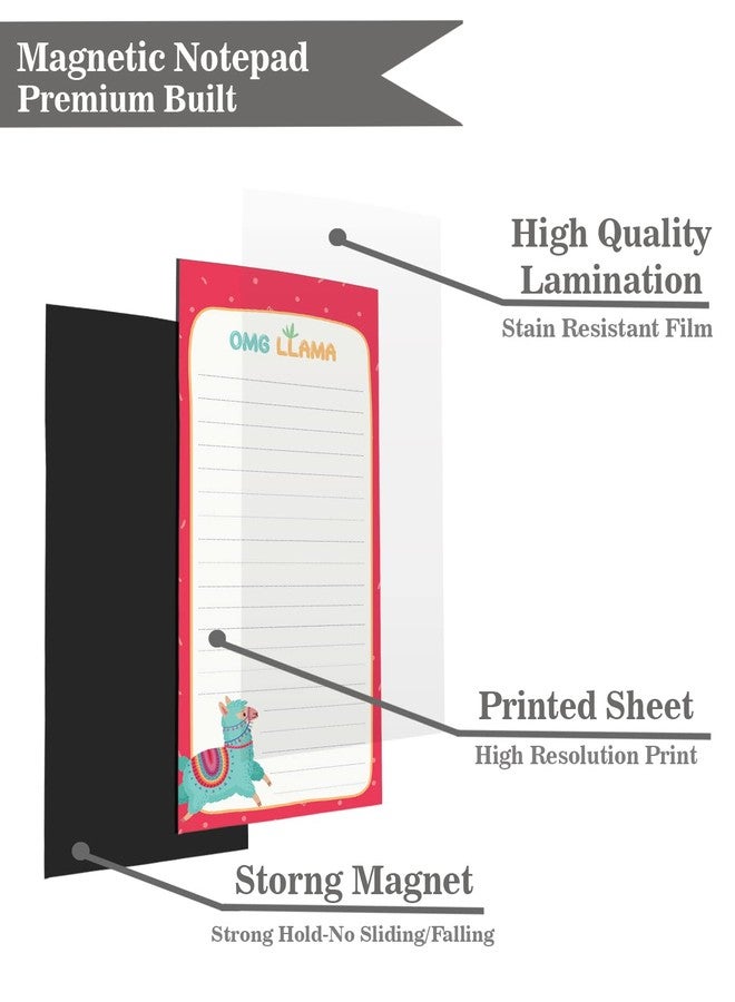 Inkdotpot Pack of 6 Funny Magnetic Dry Erase List For Fridge, Wipe Clean w/NoStain, Quick Notes Shopping & Grocery List Whiteboard for Fridge, 8.75" x 3.8"(Llama) - Image 4