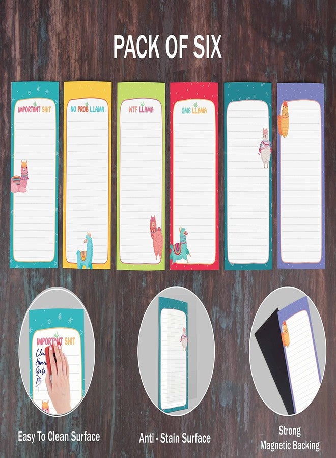 Inkdotpot Pack of 6 Funny Magnetic Dry Erase List For Fridge, Wipe Clean w/NoStain, Quick Notes Shopping & Grocery List Whiteboard for Fridge, 8.75" x 3.8"(Llama) - Image 5