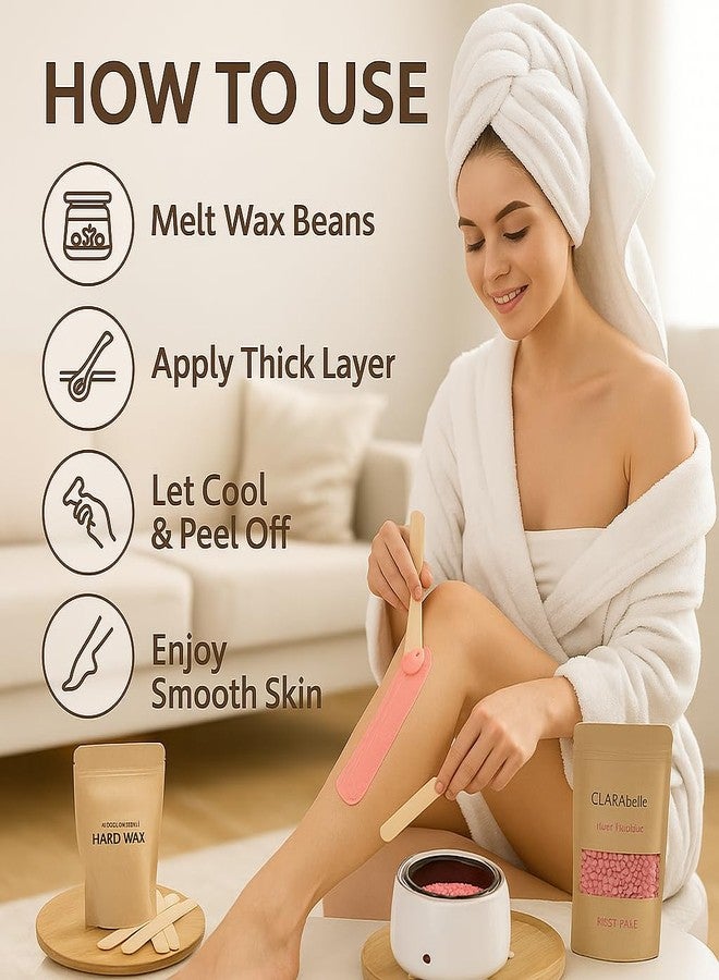 CLARABELLE PROFESSIONALS CLARAbelle Professional Rose Pink Hard Wax Beans for Women | Stripless & Painless Hair Removal | Upper Lips, Face, Arms, Legs, Bikini & Full Body | Coarse Hair | Smooth Skin (500g) - Image 5