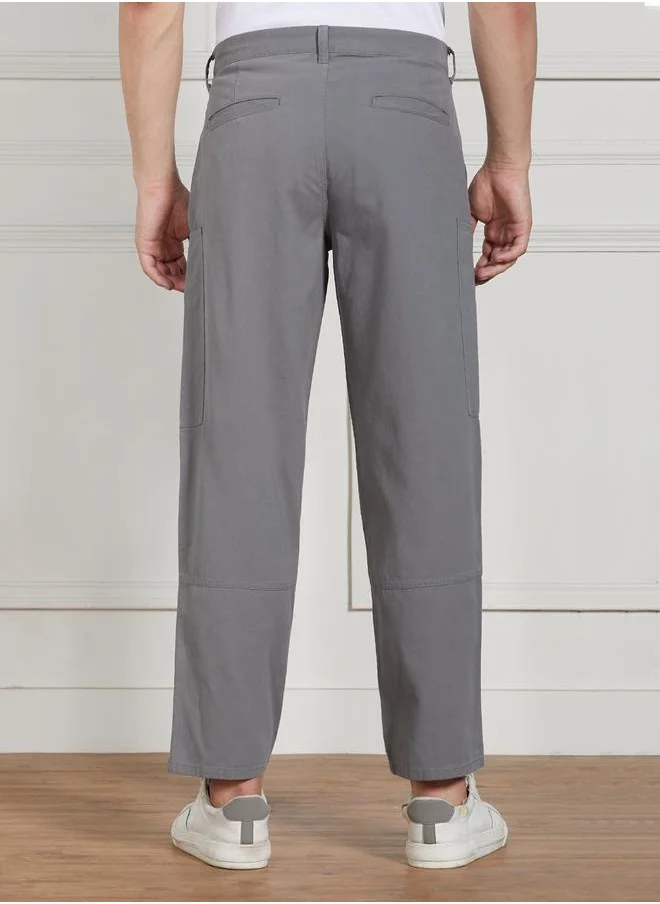 دينيس لينغو Men’s Relaxed Fit Grey Cargo Trousers – Comfortable and Practical