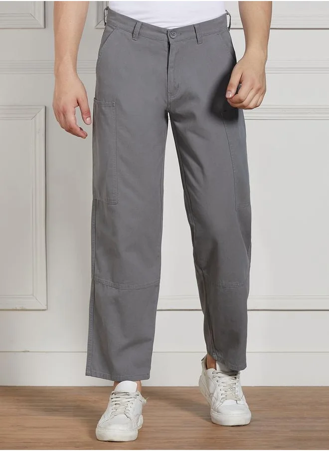 دينيس لينغو Men’s Relaxed Fit Grey Cargo Trousers – Comfortable and Practical