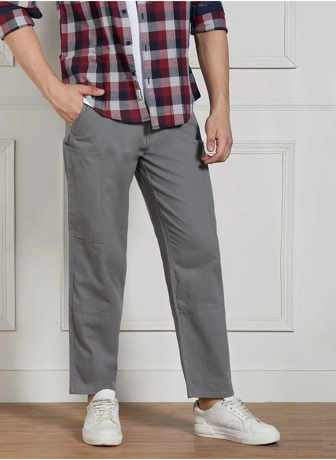 دينيس لينغو Men’s Relaxed Fit Grey Cargo Trousers – Comfortable and Practical
