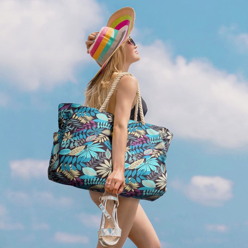 Becokan Waterproof Tote Bag, Large Beach Bag for Women, Zipper Closure, Lightweight, Sandproof Swim Pool Bag - Image 5