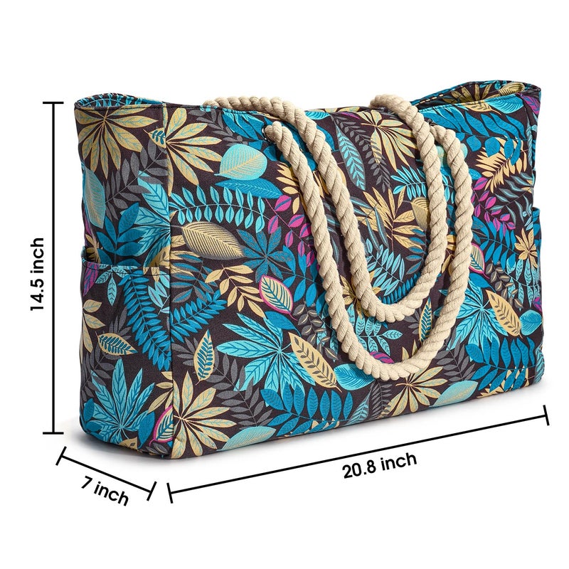 Becokan Waterproof Tote Bag, Large Beach Bag for Women, Zipper Closure, Lightweight, Sandproof Swim Pool Bag - Image 4