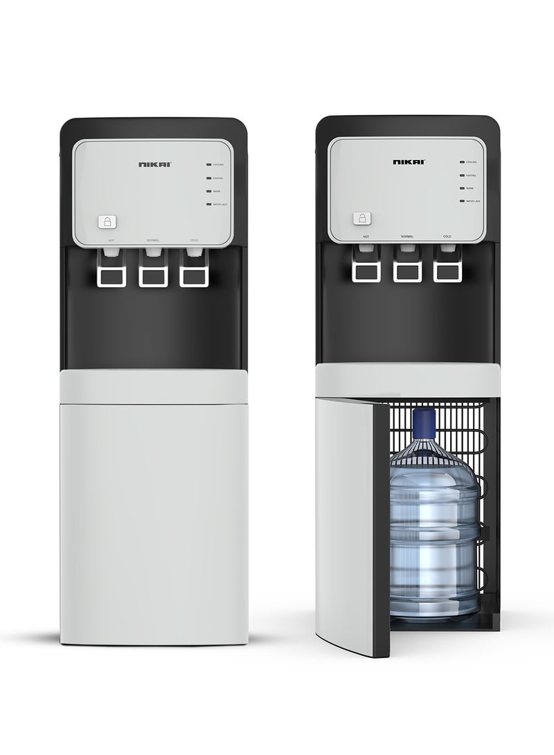 NIKAI Bottom Loading Water Dispenser With Pump And 3 Tap Design - Hot, Normal, Cold - Compressor Cooling, Bottom Loading, Anti-Bacterial, Stainless-Steel Tank, Low Noise, Anti-Spill System NWD2000BL Black - Image 1
