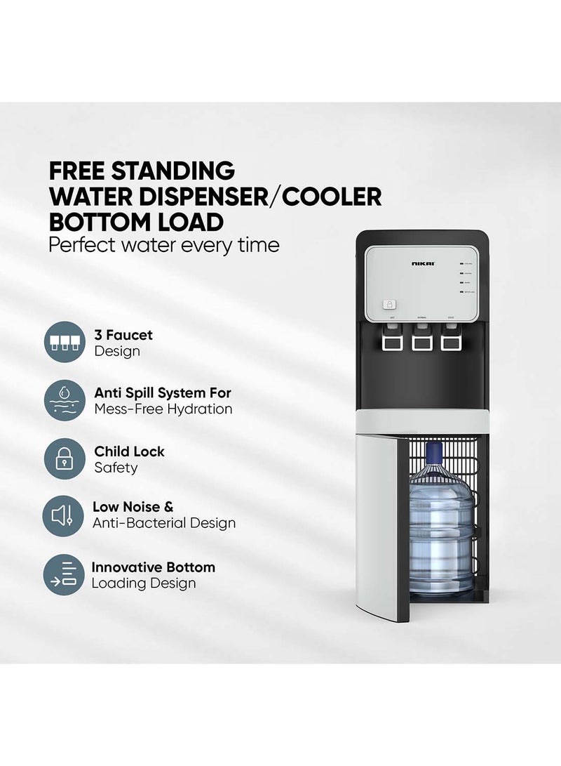 NIKAI Bottom Loading Water Dispenser With Pump And 3 Tap Design - Hot, Normal, Cold - Compressor Cooling, Bottom Loading, Anti-Bacterial, Stainless-Steel Tank, Low Noise, Anti-Spill System NWD2000BL Black - Image 4