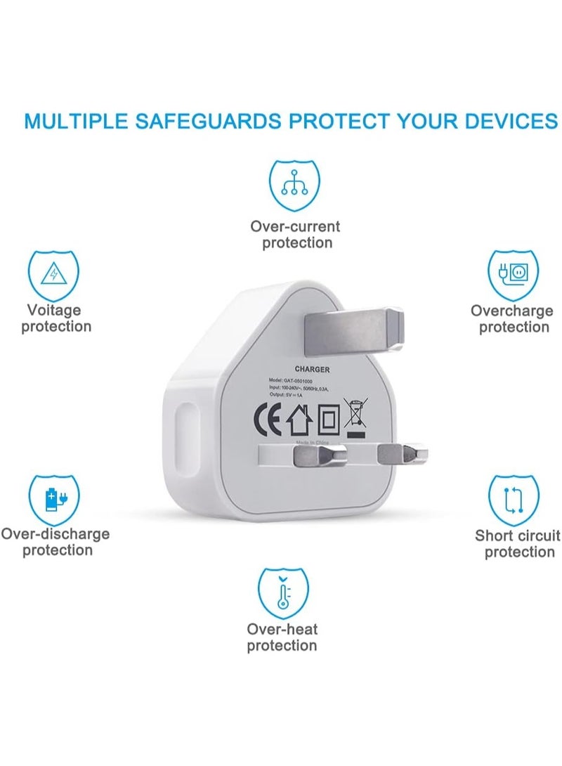 5V 1A USB Power Adapter Plug with Charging Cable – Wall Charger Set for Android Devices, Small Electronics, Cameras, USB Fans, LED Lights – Portable Fast Charging Power Supply (Cable + Plug) - Image 5