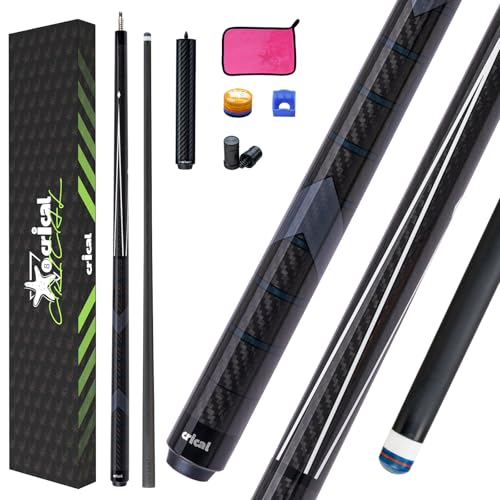 CRICAL Carbon Fiber Pool Cue Stick 58 Billiard Cue Sticks Professional Low Deflection Pool Sticks with 38 8 Pin Joint and 125mm Tip - Image 1