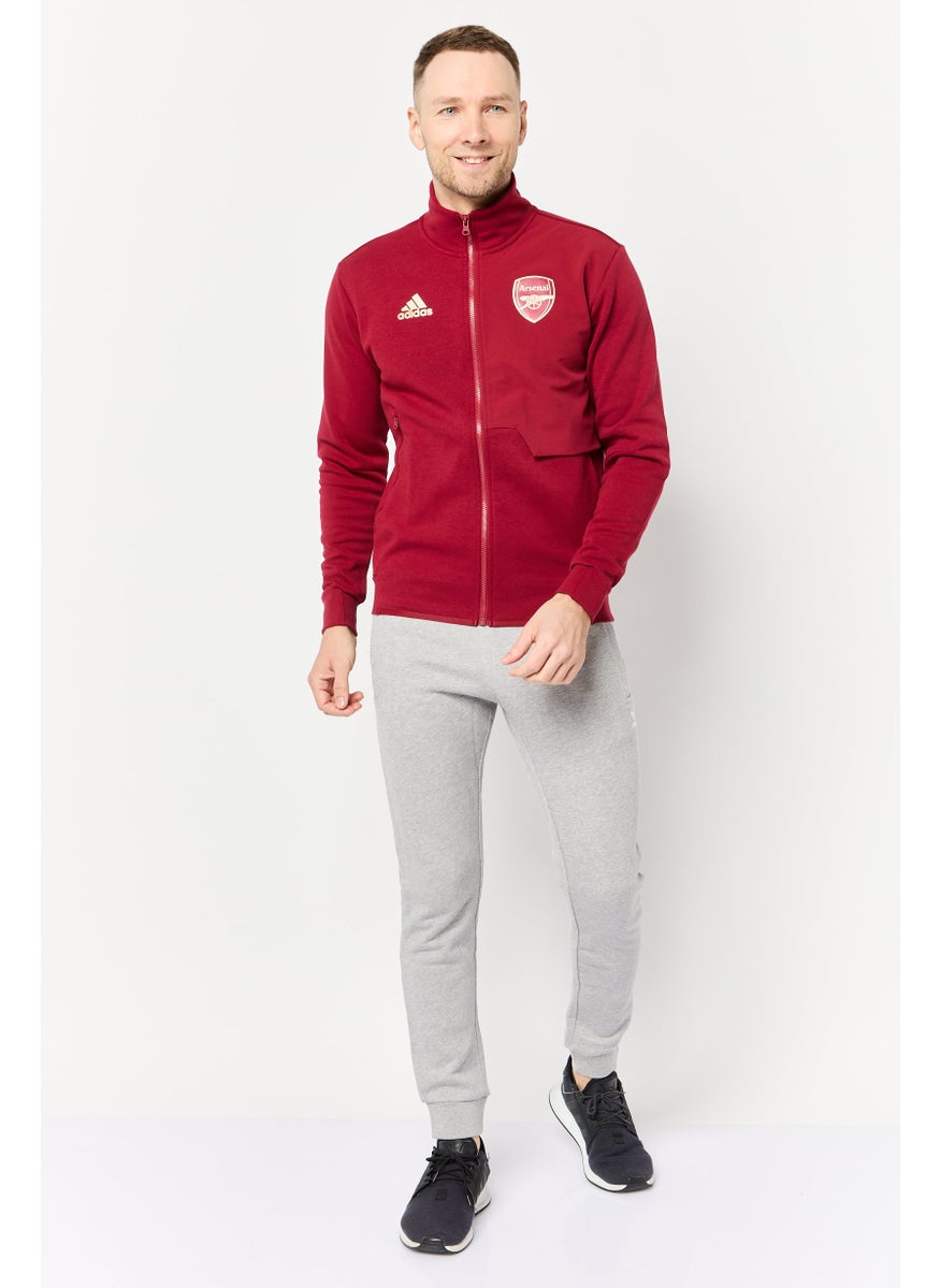 Adidas Men Sportswear Fit Long Sleeve Arsenal Anthem Football Jacket, Craft Red  - Image 2