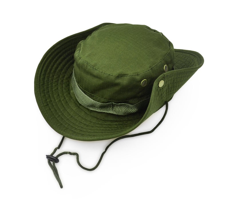 Outdoor Wide Brim Sun Protect Hat, Classic US Combat Army Style Bush Jungle Sun Cap for Fishing Hunting Camping Army Green 5
