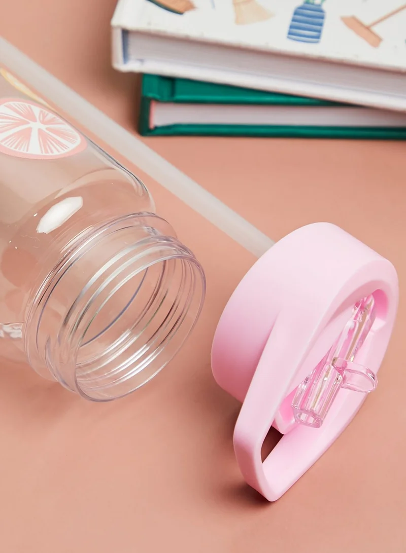 Pink Cactus Fruit Travel Bottle With Straw