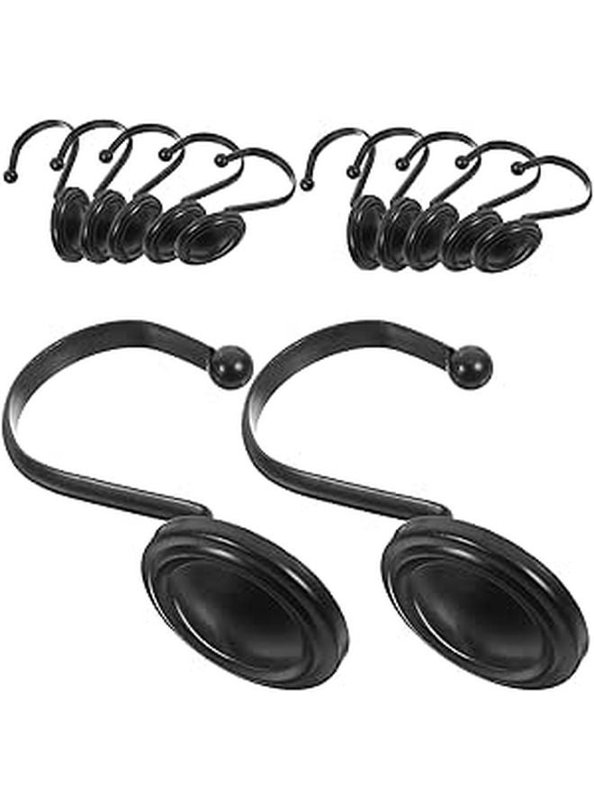 Vintage Black Shower Curtain Hooks 12pcs Bathroom Rod Hangers - Image 1