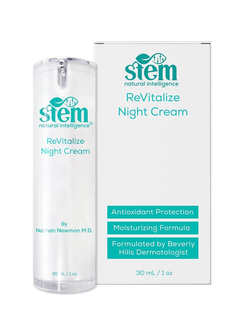 ReVitalize Night Cream, Stem Cell Serum for Face, Facial Moisturizer, Skin-Restoring, Face Moisturizer for Women, Niacinamide Serum, Antioxidant Support Overnight Mask & Bakuchiol Cream, 1oz