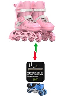 Draxon Roller skates for kids adjustable with Light Up wheels, Fun Illuminating for boys Girls, rollerskates for kids beginners, suitable for indoor outdoor model-309-Pink, adjustable 4 sizes  - Image 4