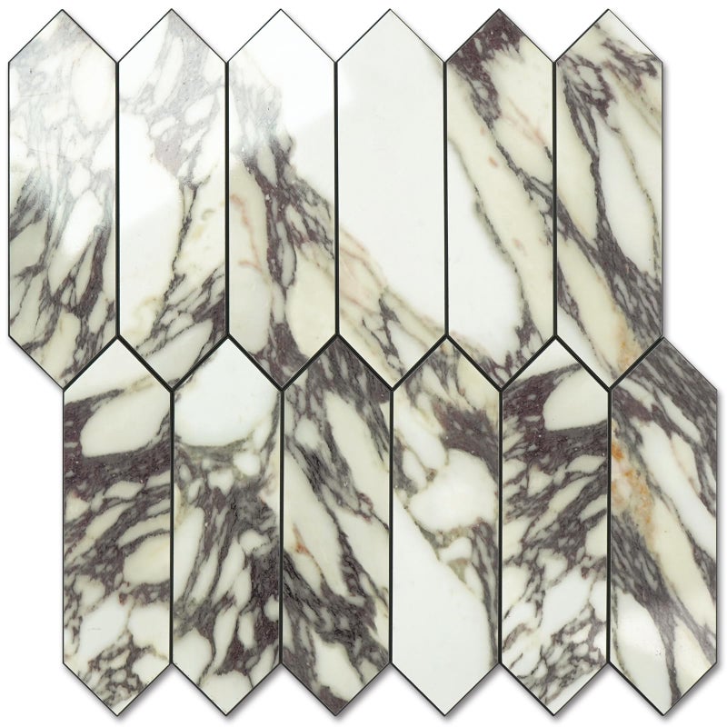 Vamos Tile Glossy Marble Purple Backsplash Tile Peel and Stick, 12.8 x 12.8 Inch 10 Sheets Long Hexagon PVC Self Adhesive Mosaic Wall Tiles Stick on Backsplash for Kitchen and Bathroom - Image 1
