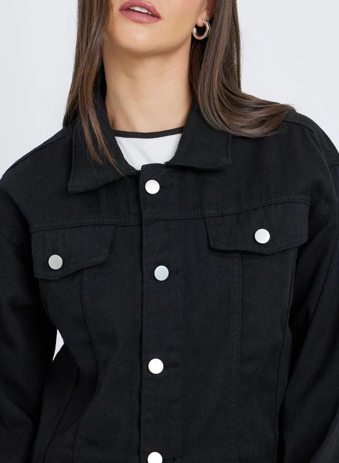 Styli  Styli Women Black Oversized Denim Jacket for Women | Best Price UAE