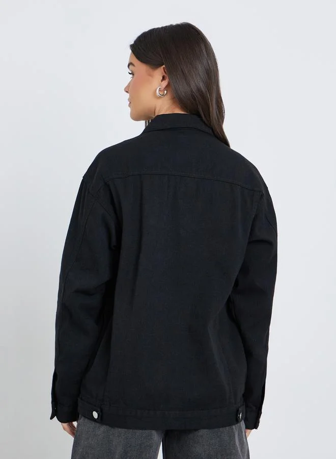 Styli  Styli Women Black Oversized Denim Jacket for Women | Best Price UAE