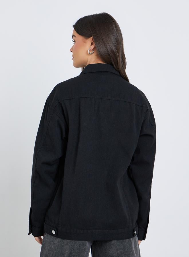 ستايلي جاكيت فضفاض بنسيج دنيم - Image 5