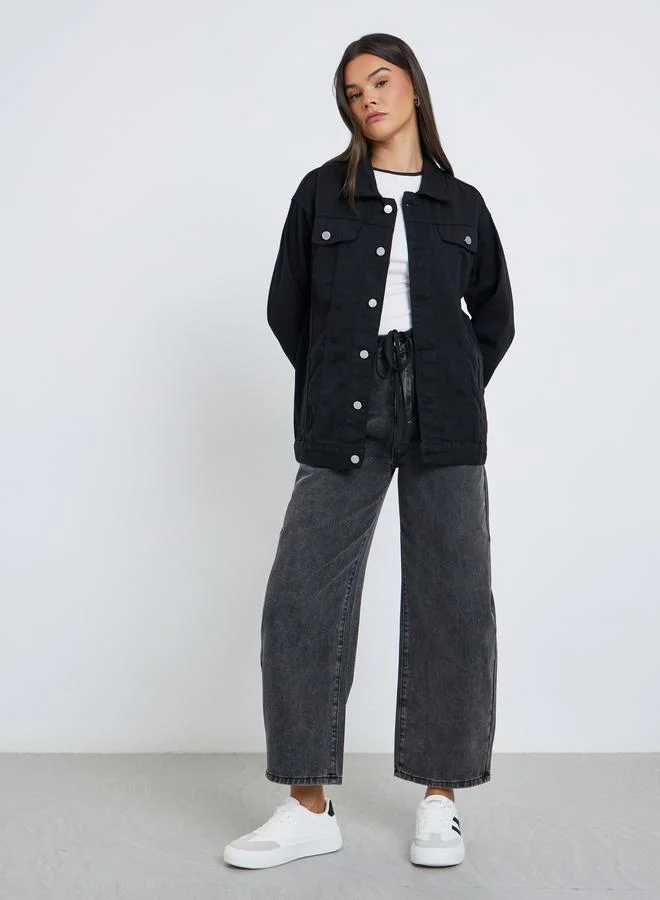 Styli  Styli Women Black Oversized Denim Jacket for Women | Best Price UAE