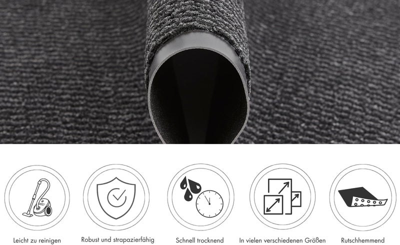 ANDIAMO dirt trapper door mat, non slip, washable, 100% polyamide, Colour:Black, Size:60 x 80 cm - Image 4