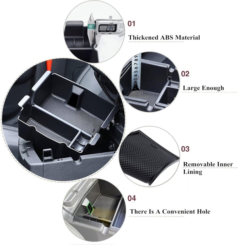 YOCTM منظم الكونسول الوسطي لجيب رانجلر JL ج��ادياتور JT 2018 2019 2020 2021 2022، صينية إدراج في صندوق مسند الذراع، تخزين ثانوي أسود، إكسسوارات داخلية - Image 2