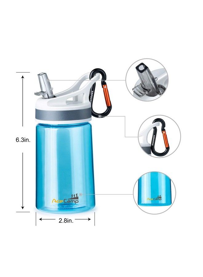 AceCamp Kids Water Bottle 2 Pack With Straw For School Kids Boys Girls12Oz Children Toddler Water Bottle Small With Clip Tritan Bpa Free For Backpack Outdoor Sports Travel Portable And Leakproof Blue 2Pcs  - Image 3