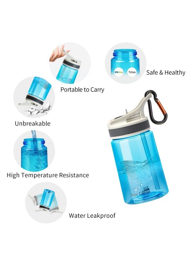 AceCamp Kids Water Bottle 2 Pack With Straw For School Kids Boys Girls12Oz Children Toddler Water Bottle Small With Clip Tritan Bpa Free For Backpack Outdoor Sports Travel Portable And Leakproof Blue 2Pcs  - Image 5