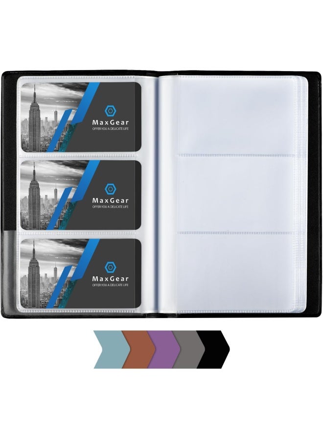 MaxGear Business Card Book Holder Journal Business Card Organizer Professional Pu Leather Name Card Book Holder Office Business Card Holder - Hold 240 Cards Black  - Image 1