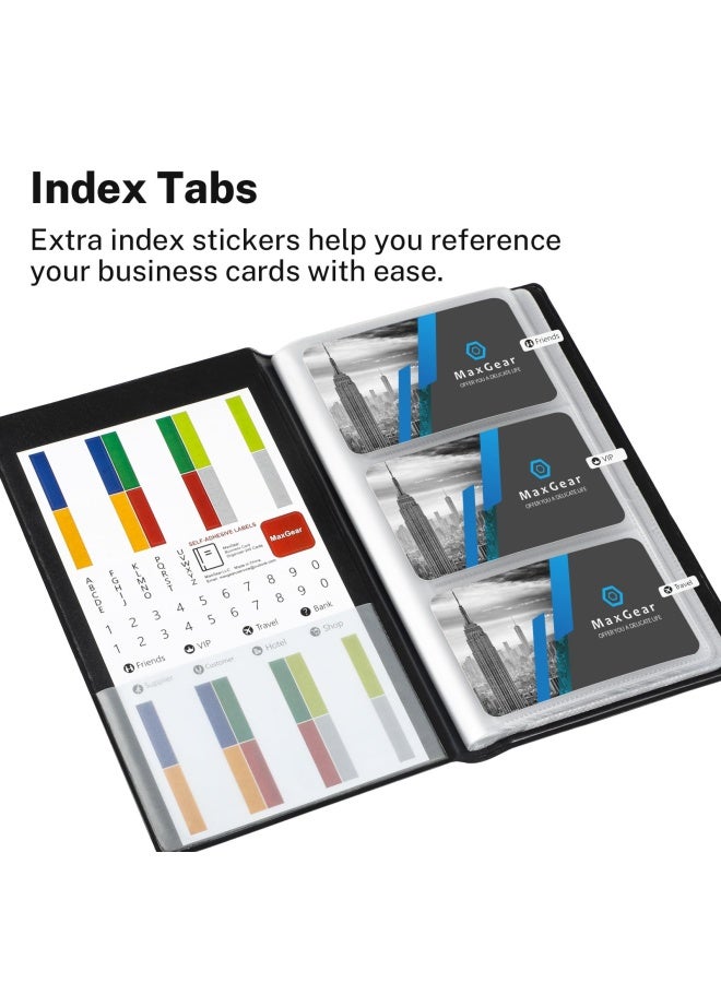 MaxGear Business Card Book Holder Journal Business Card Organizer Professional Pu Leather Name Card Book Holder Office Business Card Holder - Hold 240 Cards Black  - Image 2