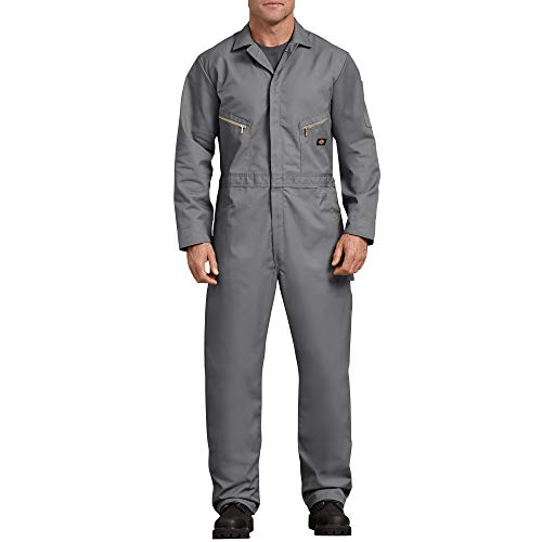 Dickies Men’s Deluxe Long Sleeve Coveralls – 7.5 oz Twill Mechanic Jumpsuit with Zipper Front Industrial Uniform Fit, Gray, Medium Tall - Image 1