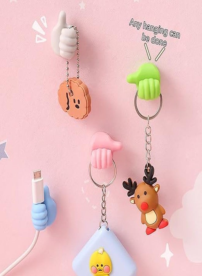 JIGVA Thumb Hook Silicone, 10Pcs Self Adhesive Thumb Hook Wall Hanger for Cable Clip Key Hat Makeup Brush Holder (Pack of 10) - Image 3