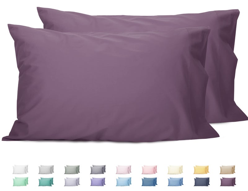 Sunflower Queen Pillowcases Set of 2, 100% Cotton Queen Size Pillow Cases 2, 20×30 inches Dark Purple, Soft and Breathable - Image 1