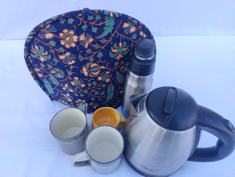 Malan Bai Mandala Tea Cozy Cover Hand Block Winter Tea Cozy Cotton Tea Kettle Warmer Pot Cover Hot Coffee Cover Handamde Kitchen Décor Blue Mirchi - Image 3