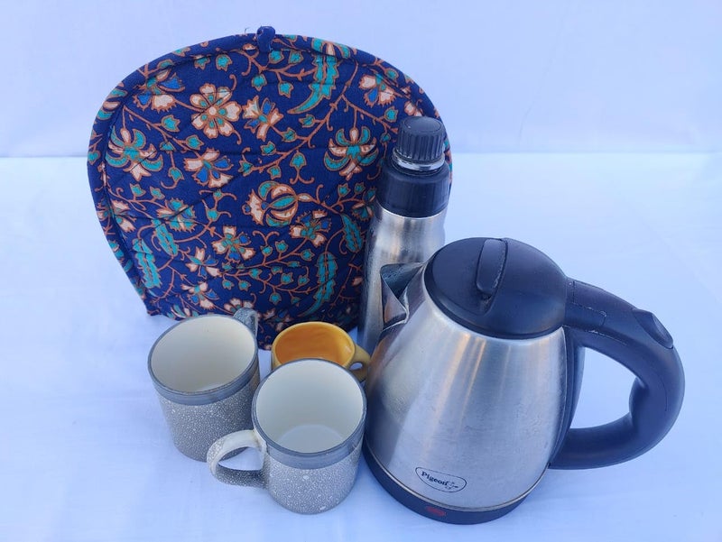 Malan Bai Mandala Tea Cozy Cover Hand Block Winter Tea Cozy Cotton Tea Kettle Warmer Pot Cover Hot Coffee Cover Handamde Kitchen Décor Blue Mirchi - Image 2