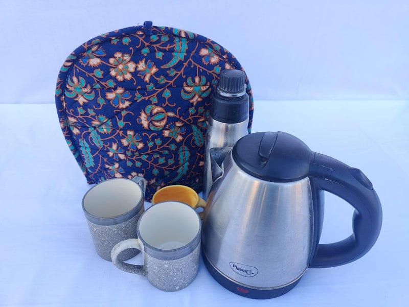 Malan Bai Mandala Tea Cozy Cover Hand Block Winter Tea Cozy Cotton Tea Kettle Warmer Pot Cover Hot Coffee Cover Handamde Kitchen Décor Blue Mirchi - Image 1