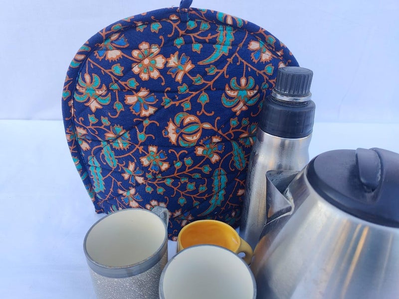 Malan Bai Mandala Tea Cozy Cover Hand Block Winter Tea Cozy Cotton Tea Kettle Warmer Pot Cover Hot Coffee Cover Handamde Kitchen Décor Blue Mirchi - Image 5