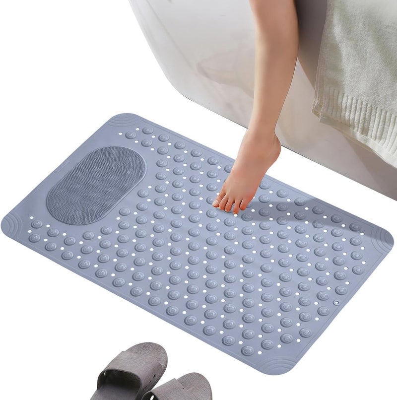 Large Non Slip Shower Mat with Foot Scrubber – 70×40 cm Anti Skid Silicone Bath Mat – Safe Grip Suction Floor Mat for Bathroom and Bathtub (One pack) - Image 1