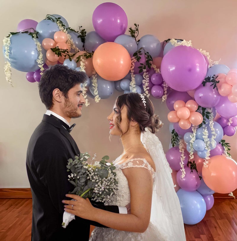 SpecialYou.in Special You Pack of 63 Items Pastel Balloons for Decoration Items includes Pastel Peach, Purple & Blue Balloons with White Wisteria, Purple & Blue Jumbo Balloon - Image 5