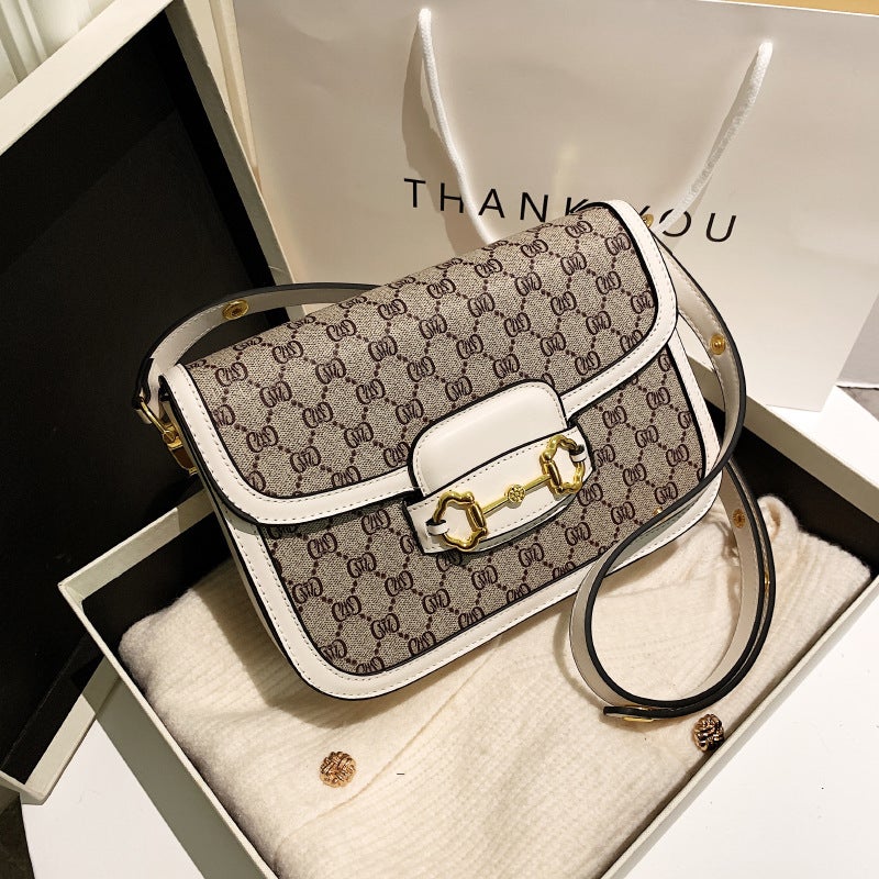 2025 Live Broadcast Fashion Retro Print Small Square Bag Saddle Bag Easiest For Match Shoulder Crossbody Bag Women’S Bag - Image 4