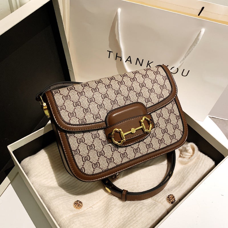 2025 Live Broadcast Fashion Retro Print Small Square Bag Saddle Bag Easiest For Match Shoulder Crossbody Bag Women’S Bag - Image 2