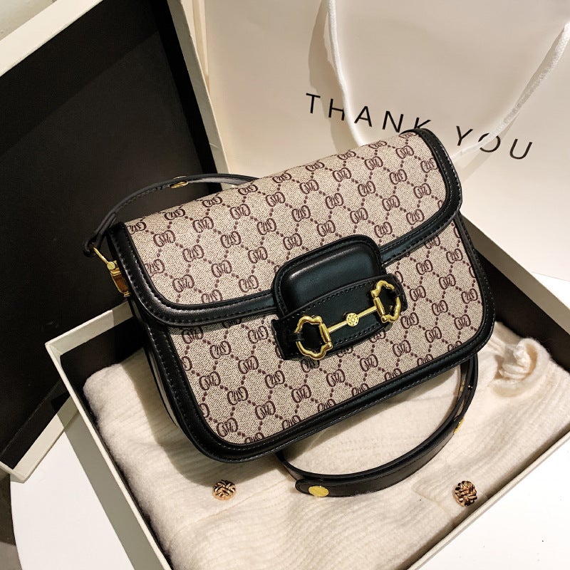2025 Live Broadcast Fashion Retro Print Small Square Bag Saddle Bag Easiest For Match Shoulder Crossbody Bag Women’S Bag - Image 3