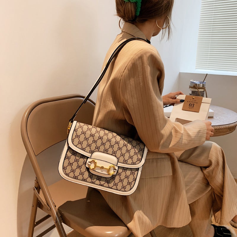 2025 Live Broadcast Fashion Retro Print Small Square Bag Saddle Bag Easiest For Match Shoulder Crossbody Bag Women’S Bag - Image 5