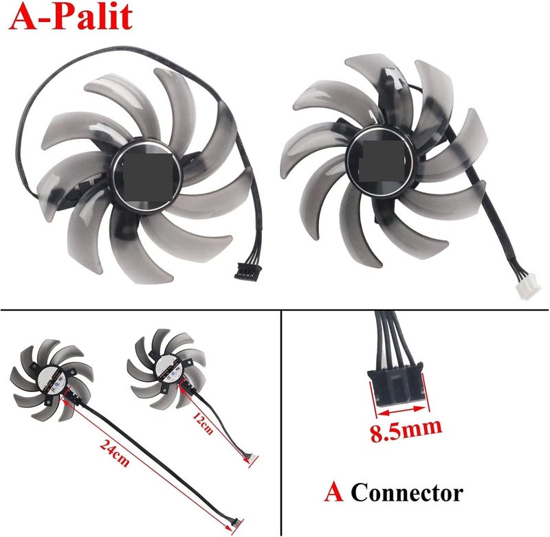 Youngran 85mm FDC10H12S9-C 12V 0.35A RTX2060 RTX2070 Graphics Card Fan Compatible for PNY Compatible for Palit RTX 2060 2070 Gamingpro Dual GPU Cooler Leisurely (Blade Color : Fan-A) - Image 4
