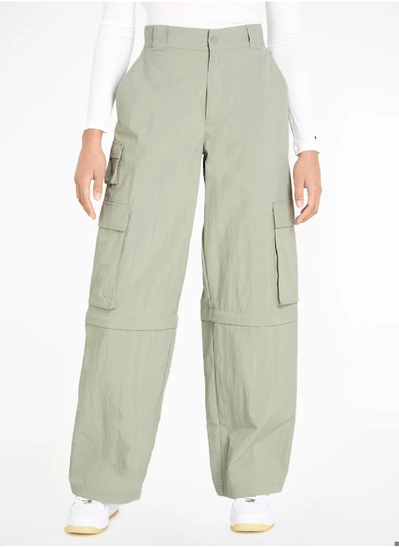 TOMMY JEANS Women's Cargol Pants - Polyamide, Light Green