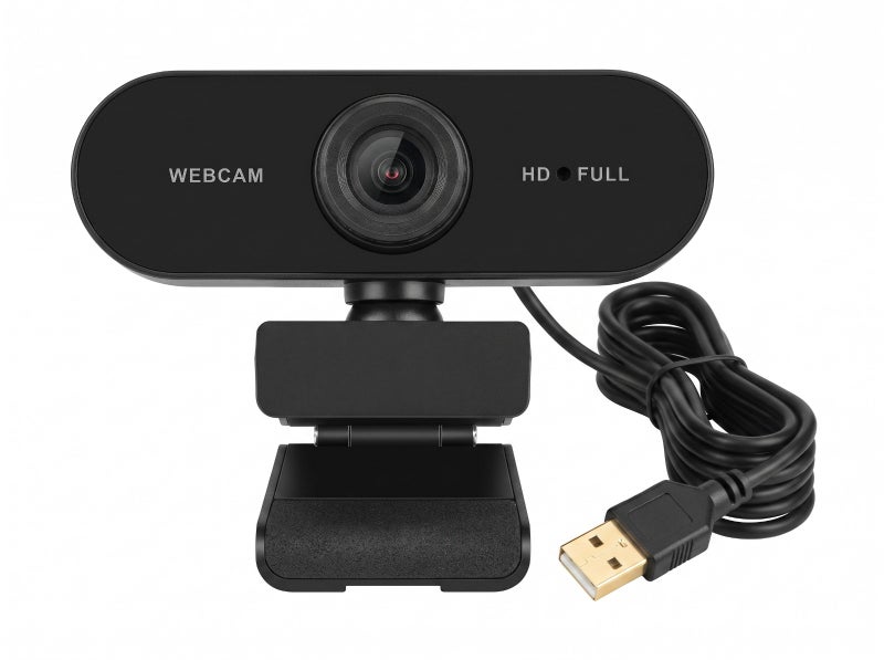 كاميرا ويب عالية الدقة Full HD 1080P مع ميكروفون مدمج واتصال USB وتشغيل بدون تعريفات - لون أسود - مثالية للاجتماعات والتعليم عن بعد