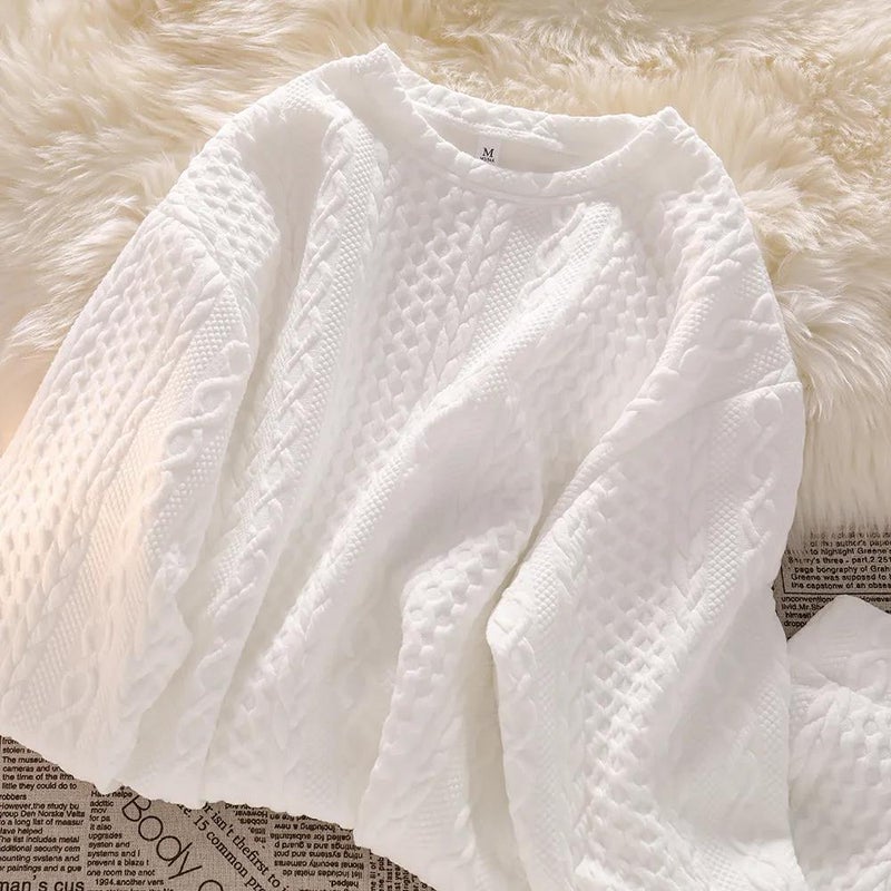 2024 Trendy Womens Hoodie Long Sleeve Loose Fit White [thick warm]] 